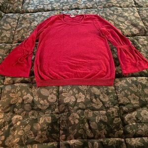Style & Co Red Knit With Tie Sleeves. Women’s Size Medium. Soft Casual Top.